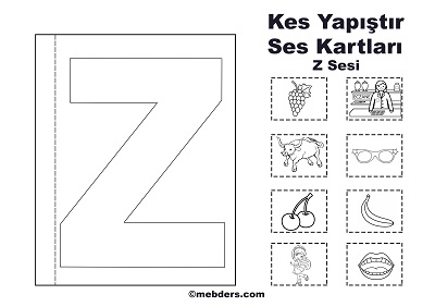 1. Sınıf İlk Okuma Kes Yapıştır Ses Kartı - Z Sesi