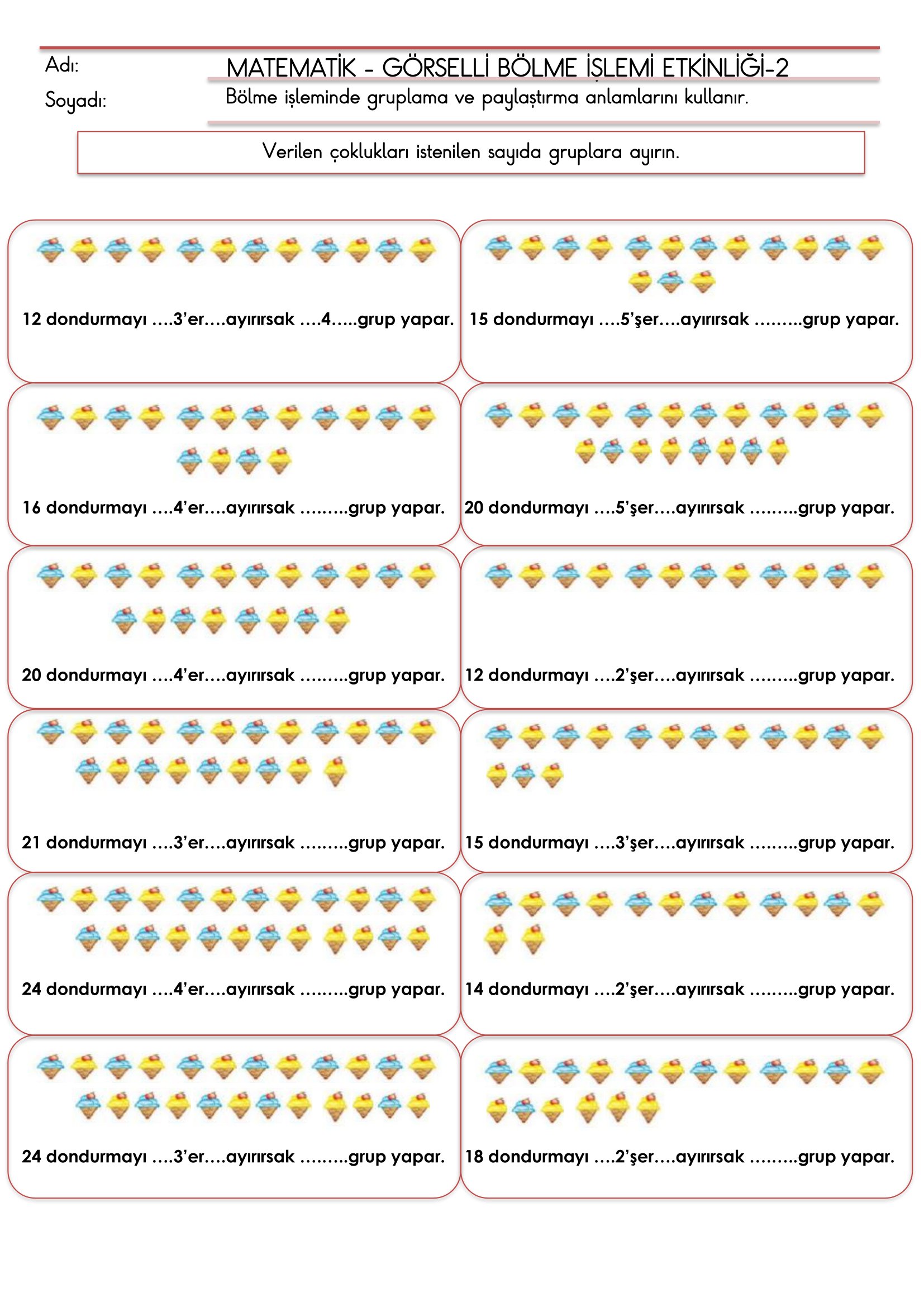 2. Sınıf Matematik Bölmeye Giriş Etkinliği-1