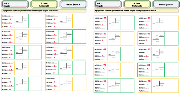 3. Sınıf Matematik Bölme İşlemi (Bölünen, Bölen, Bölüm ve Kalan Arasındaki İlişkiler)-8