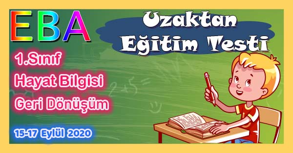 1. Sınıf Hayat Bilgisi Geri Dönüşüm Uzaktan Eğitim Testi pdf