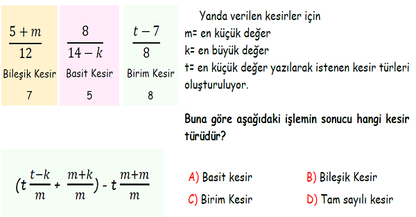 4. Sınıf Matematik Kesirler Yeni Nesil Sorular-2