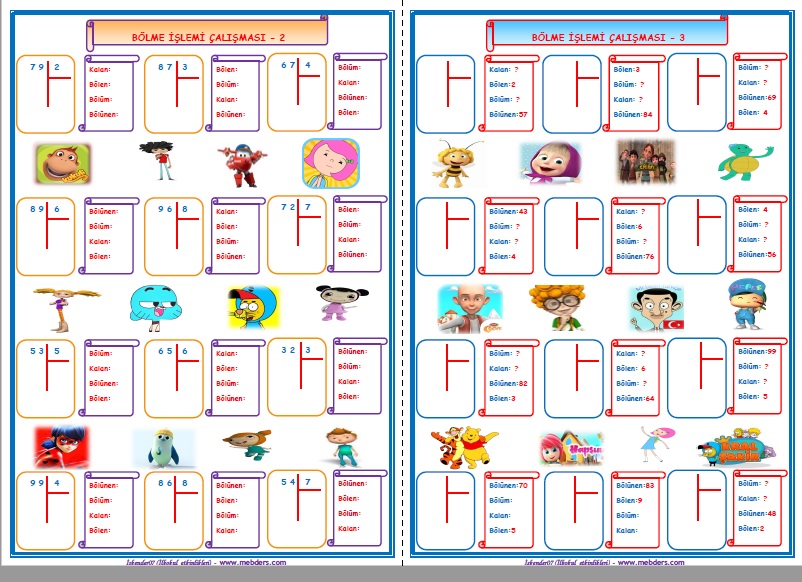 3. Sınıf Matematik Bölme İşlemi (5 Sayfa)