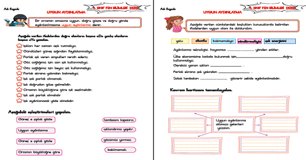 4. Sınıf Fen Bilimleri Uygun Aydınlatma Etkinliği