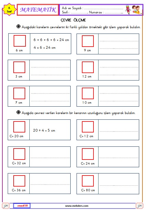 4. Sınıf Matematik Çevre Ölçme Etkinliği 11