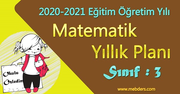 2020 - 2021 Yılı 3. Sınıf Matematik Yıllık Planı (Ada yayınevi)