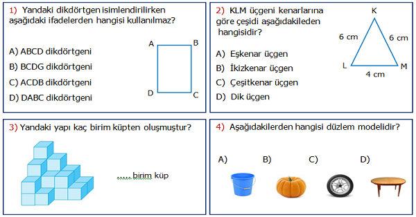 4. Sınıf Matematik 5.Ünite Değerlendirme Etkinliği 1