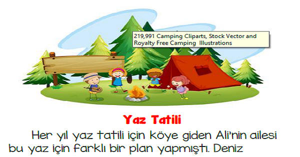 2. Sınıf Türkçe Yaz Tatili Etkinlikleri