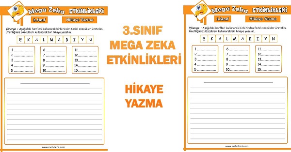 3. Sınıf Mega Zeka Etkinliği - Hikaye Yazma