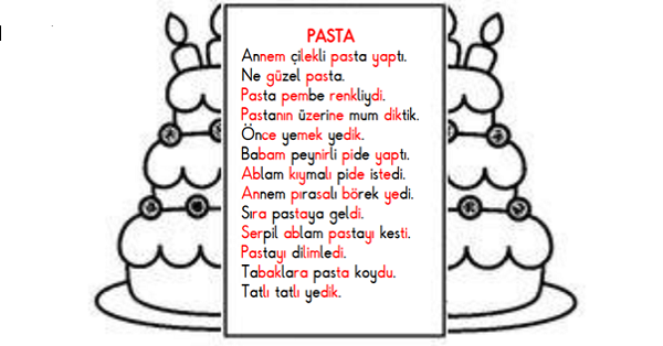 1. Sınıf İlk Okuma Yazma (P-p Sesi) Pasta Aç-Kapa-Oku Etkinliği