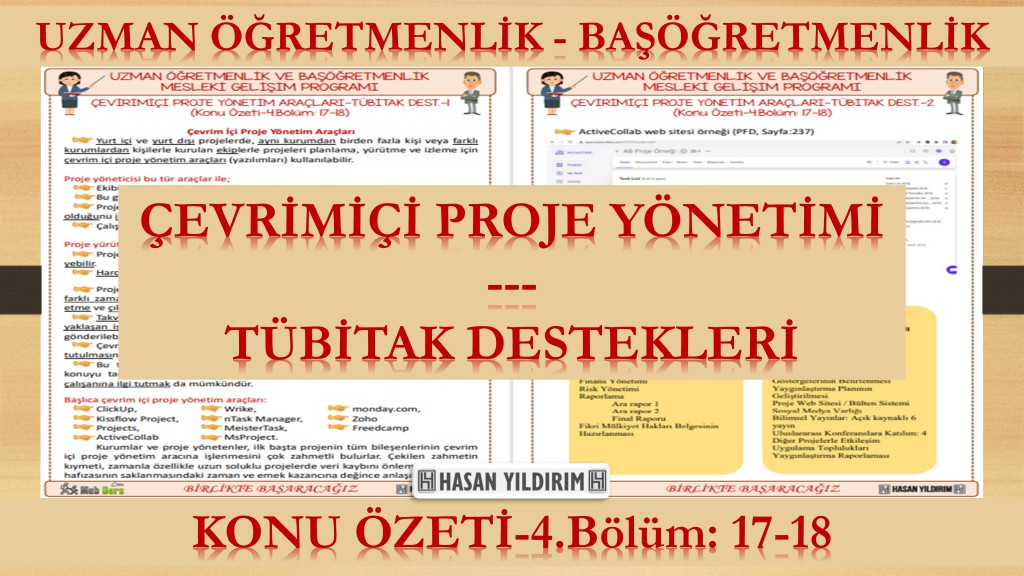 Çevrimiçi Proje Yönetim Araçları-TÜBİTAK Destekleri (Konu Özeti-4.Bölüm: 17-18)