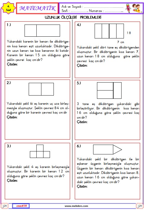 4. Sınıf Matematik Çevre Ölçme ile İlgili Problemler Etkinliği 17