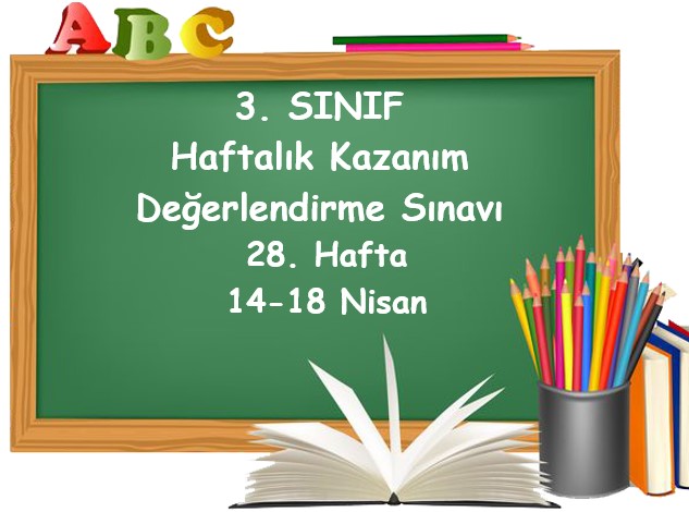 3. Sınıf Haftalık Kazanım Değerlendirme Testi 28. Hafta (14 - 18 Nisan)