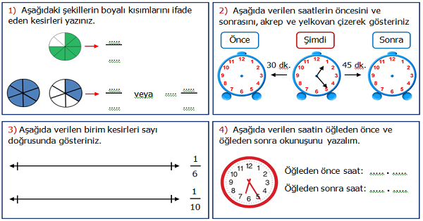 4. Sınıf Matematik 4.Ünite Değerlendirme Etkinliği 1