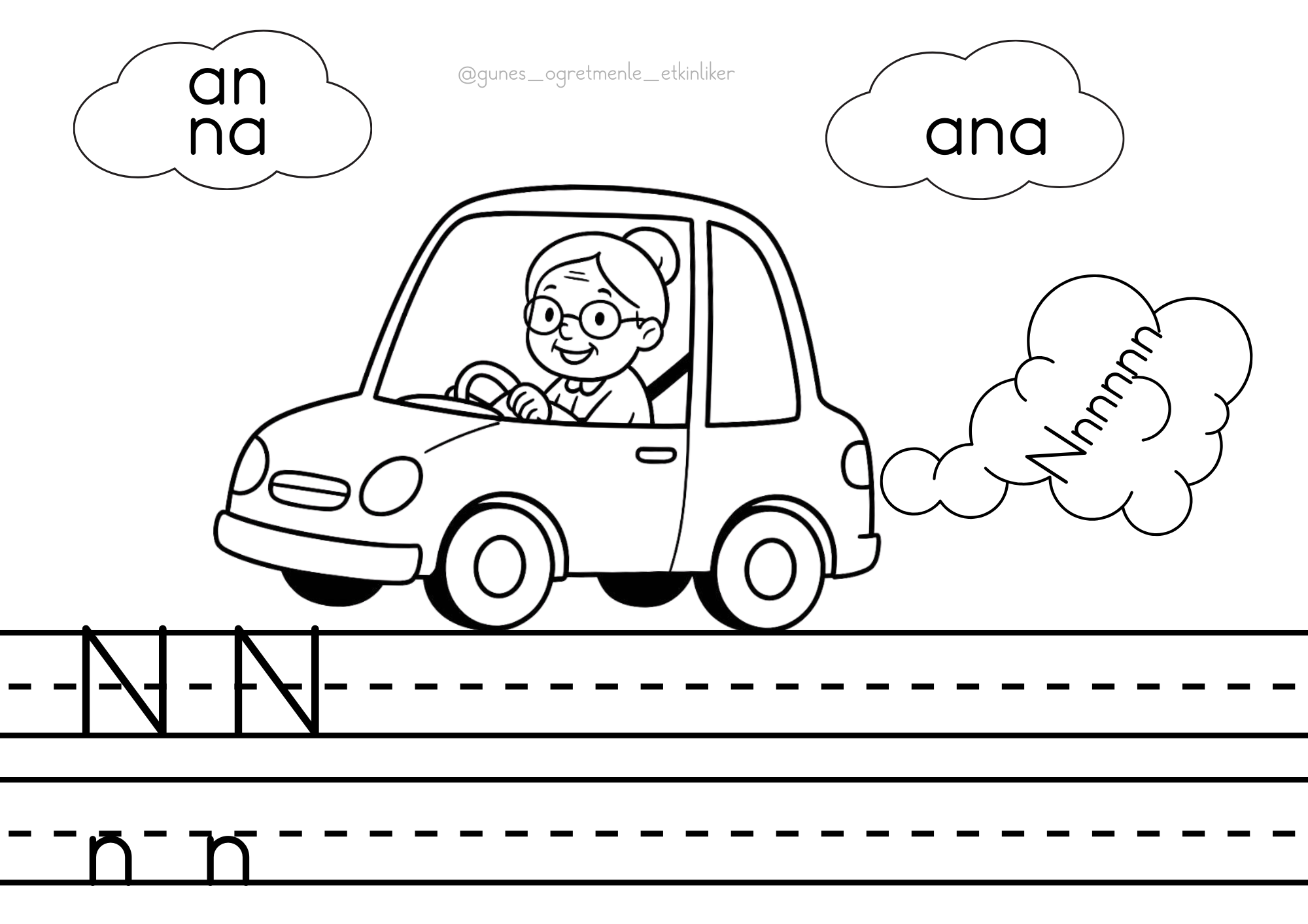 1. Sınıf N Sesi Boyama ve Yazma Etkinliği