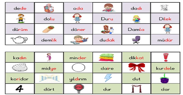 1. Sınıf İlk Okuma Yazma D-d Sesi Okuma Tombalası