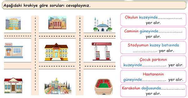 4. Sınıf Sosyal Bilgiler Yer Tarifi Yapalım (Kroki) Etkinliği-3