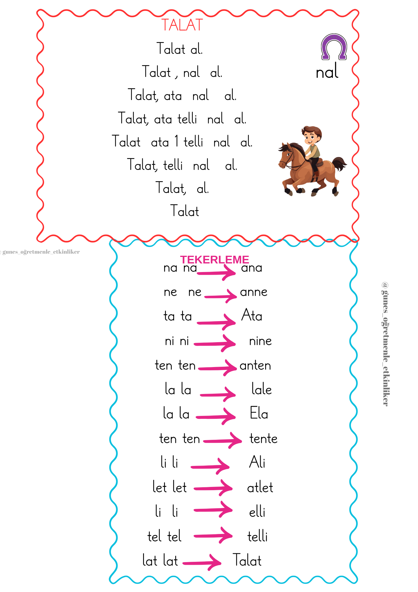 1. Sınıf İlk Okuma Yazma L Sesi Hızlı Okuma Metinleri ve Tekerleme