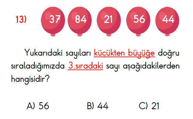 2. Sınıf Haftalık Kazanım Değerlendirme Testi 5.Hafta (09-13 Ekim)