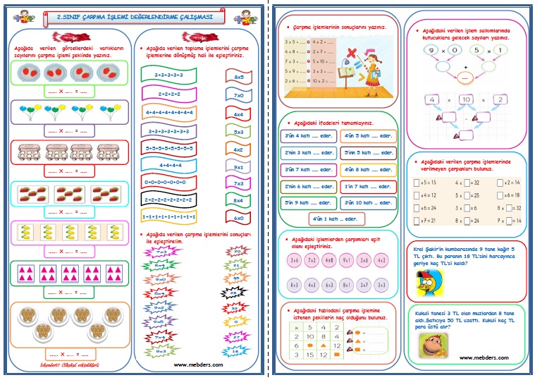 2. Sınıf Matematik Çarpma İşlemi Genel Değerlendirme Çalışması