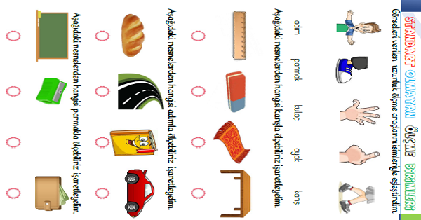 1. Sınıf Matematik Standart Olmayan Ölçme Birimleri
