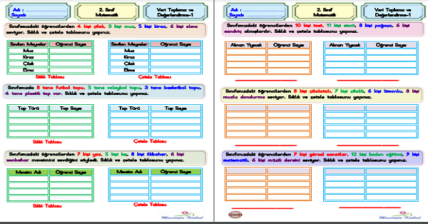 2. Sınıf Matematik Veri Toplama-1