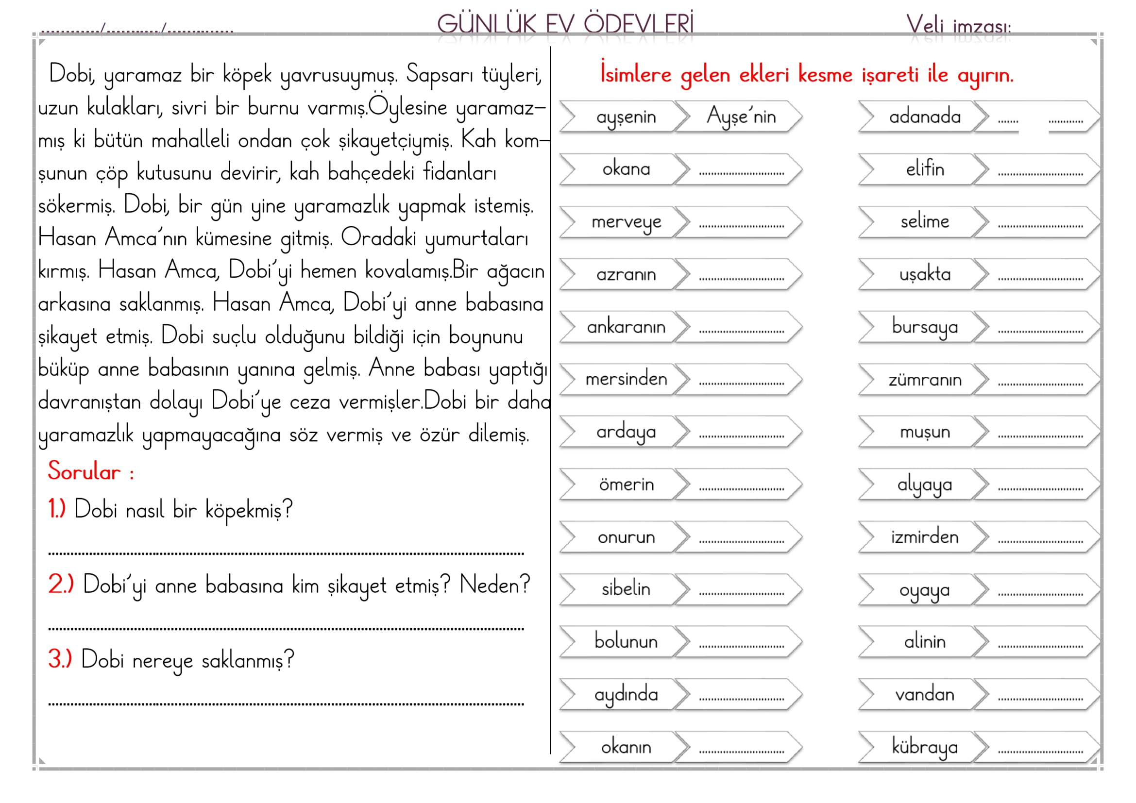 1. Sınıf 05 Mayıs 2025 Günlük Ev Ödevi