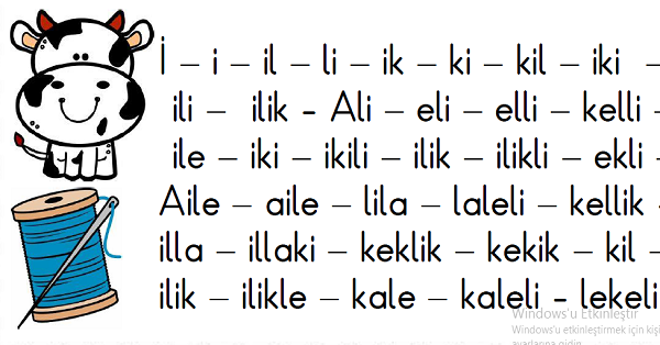 1. Sınıf İlk Okuma Yazma ELAKİ Sesleri Hece Kelime Okuma Çalışmaları