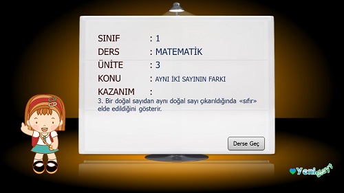 1. Sınıf Matematik Aynı İki Sayının Farkı Sunusu