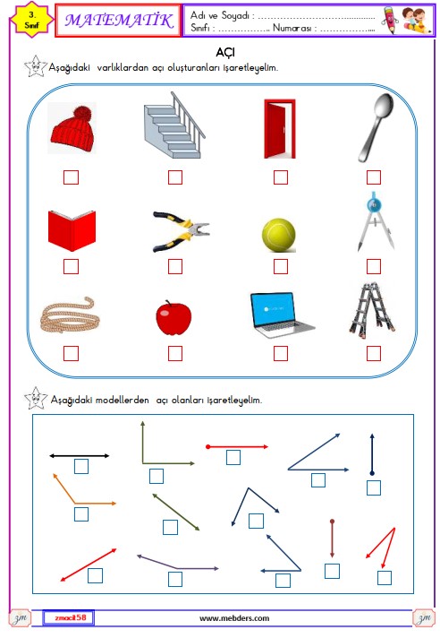 3. Sınıf Matematik Açı Etkinliği 3