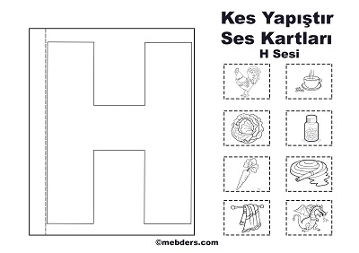 1. Sınıf İlk Okuma Kes Yapıştır Ses Kartı - H Sesi