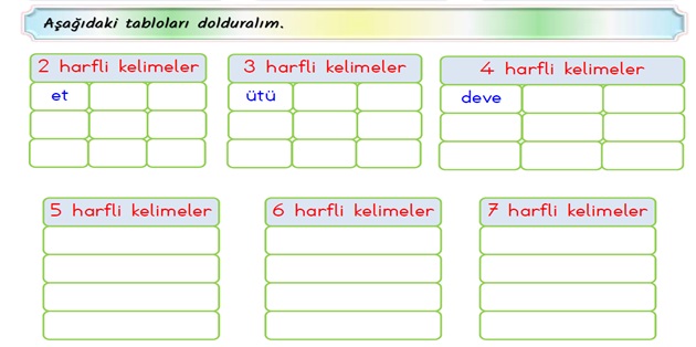 2. Sınıf Türkçe Kelime Bilgisi Etkinliği-2