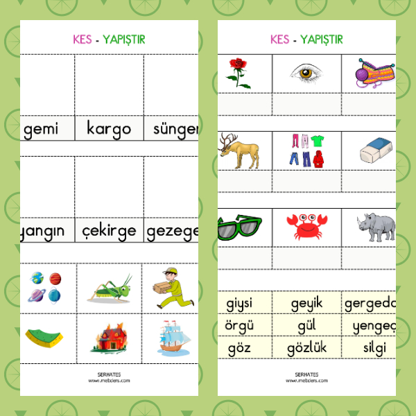 1. Sınıf İlkokuma Yazma - G Sesi Kes Yapıştır Etkinliği