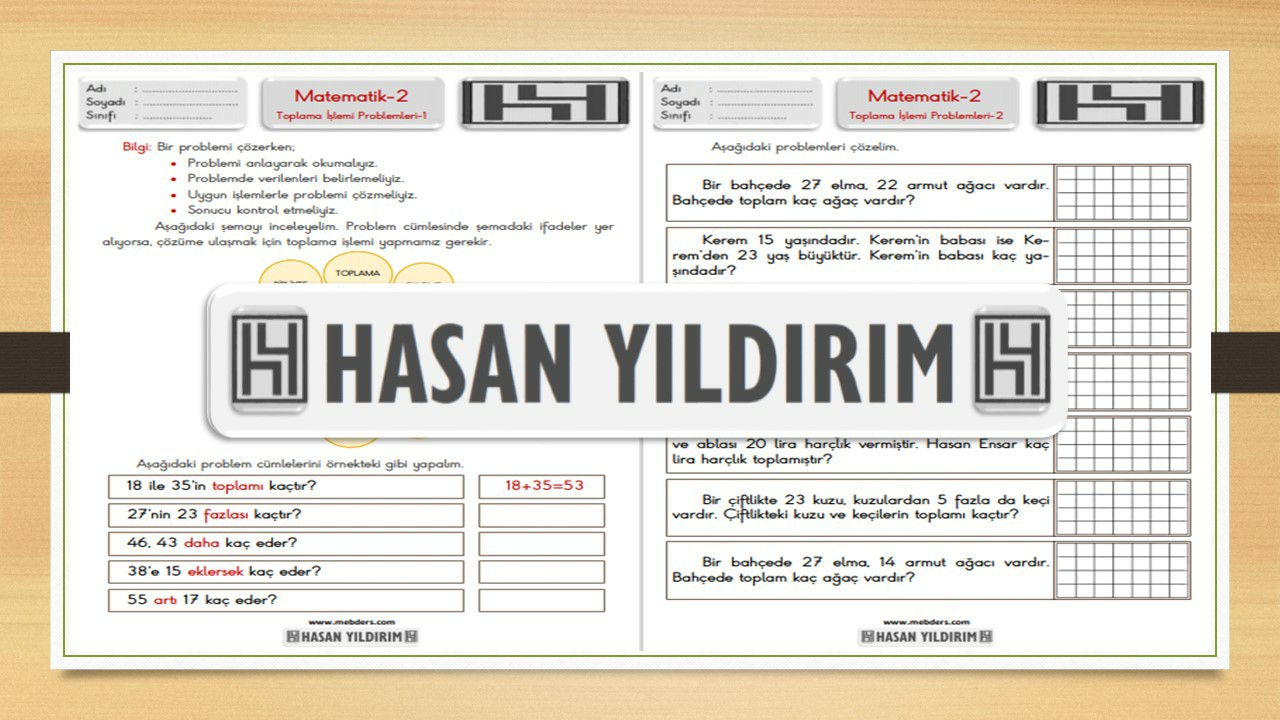 2. Sınıf Matematik Toplama İşlemi Gerektiren Problemler Çalışma Sayfaları